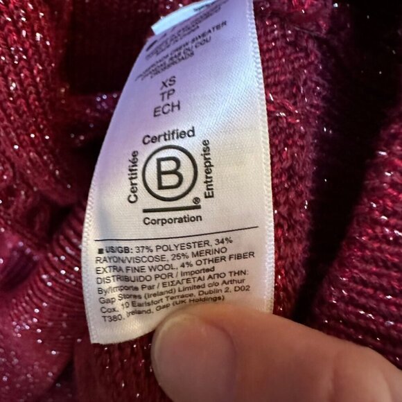 Athleta Crossroads Crewneck Sweater Red Metallic Knit Career Work Size XS - Picture 8 of 8